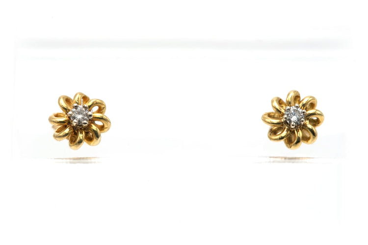 Boucles d'oreilles Boucles d'oreilles Art déco en or jaune 18 carats et diamants taille brillant (0,08 ct) 58 Facettes B722