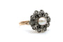 Bague 63 Bague Napoléon III en or jaune 18 carats, argent, perle et diamants taille rose 58 Facettes B496