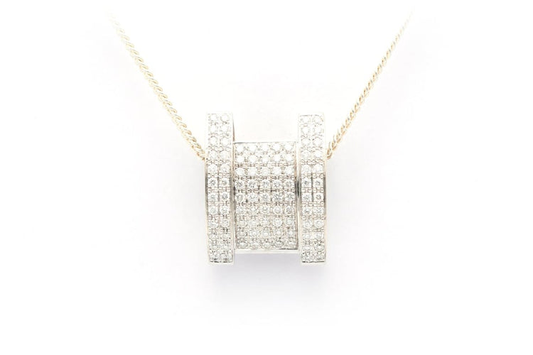 Pendentif Pendentif contemporain en or blanc 18 carats serti de diamants taille brillant (0,465 ct) 58 Facettes 22454