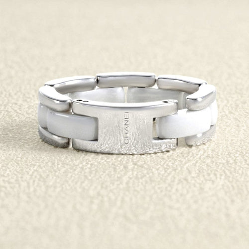 Bague 55 CHANEL Ultra - Bague moyen modèle en or blanc et céramique 58 Facettes OC-61J00145