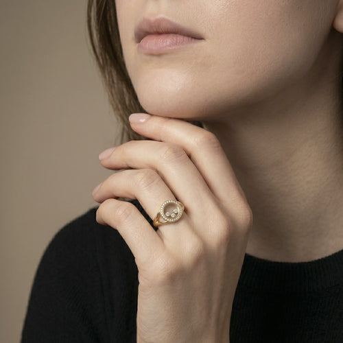 Bague 54 Chopard Happy Diamonds - Bague en or jaune sertie de diamants 58 Facettes 61E00471