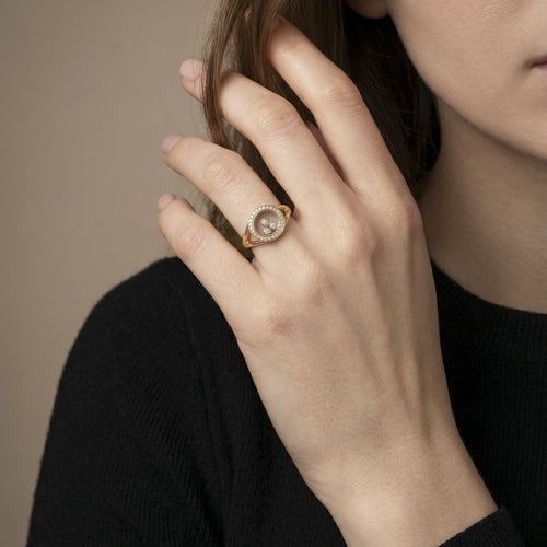 Bague 54 Chopard Happy Diamonds - Bague en or jaune sertie de diamants 58 Facettes 61E00471