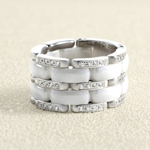 Bague 54 CHANEL Ultra - Bague grand modèle en or blanc, céramique et diamants 58 Facettes OC-61E00516
