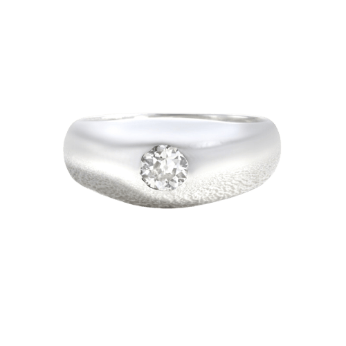 Bague 54 Bague jonc anglais en or gris et diamant 58 Facettes OC-61000392