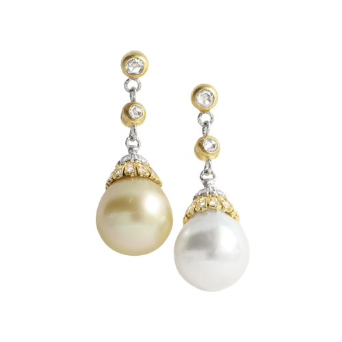 Buccellati - Boucles d'oreilles en or jaune, or blanc et perles