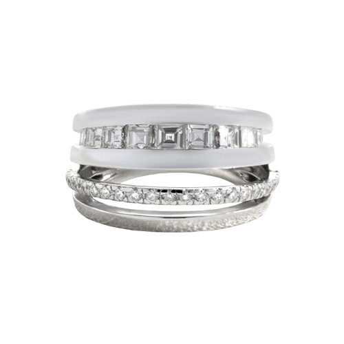 Structure - Bague en or blanc et diamants baguette