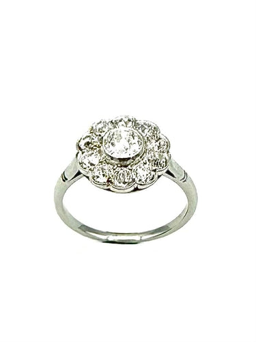 Bague 54 Belle Époque - Bague marguerite en platine et diamants 58 Facettes VINTAGE bague