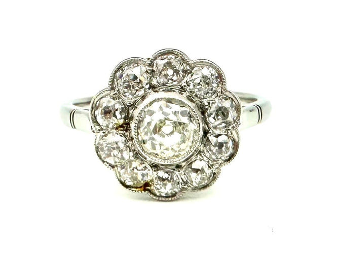 Bague 54 Belle Époque - Bague marguerite en platine et diamants 58 Facettes VINTAGE bague