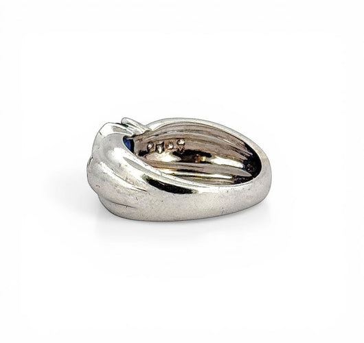 Bague 54 Bague en or blanc 18 carats avec saphir ovale et diamants 58 Facettes 90861-ac12765