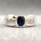 Bague 54 Bague en or blanc 18 carats avec saphir ovale et diamants 58 Facettes 90861-ac12765