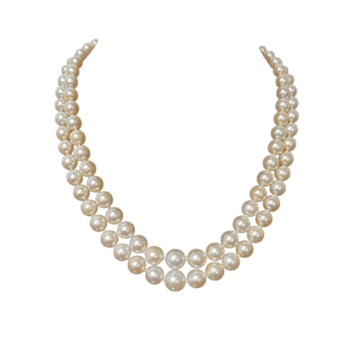 Collier Collier double rang en perles de culture Akoya, fermoir or 18K et platine 58 Facettes 930