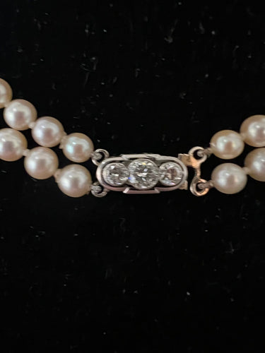 Collier Collier double rang en perles de culture Akoya, fermoir or 18K et platine 58 Facettes 930