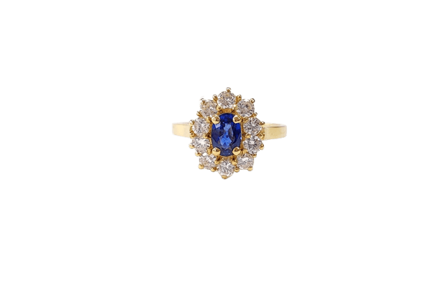 Bague 53.5 Bague marguerite entourage en or jaune 18K saphir et diamants 58 Facettes Bag.entour.S.-FA.4