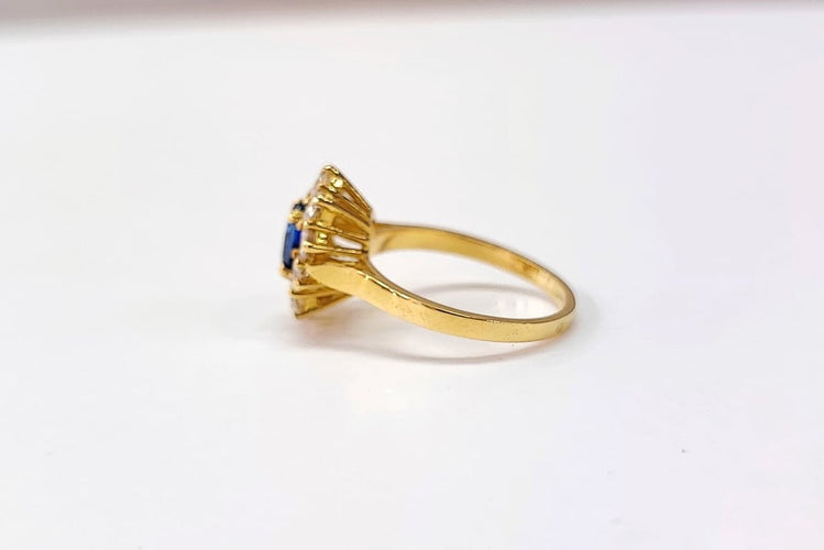 Bague 53.5 Bague marguerite entourage en or jaune 18K saphir et diamants 58 Facettes Bag.entour.S.-FA.4