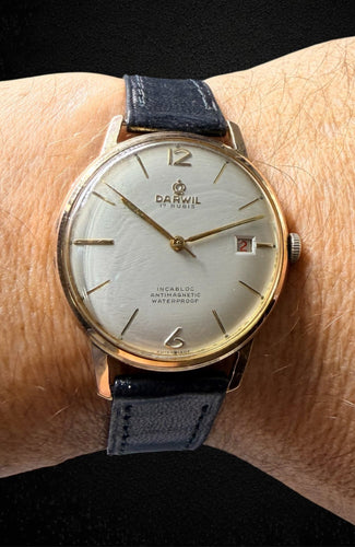 Montre Darwil - Montre-bracelet vintage boîtier doré, cadran blanc 58 Facettes