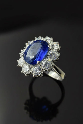 Bague 54 Bague marguerite - Saphir et diamants en taille IT 14 58 Facettes