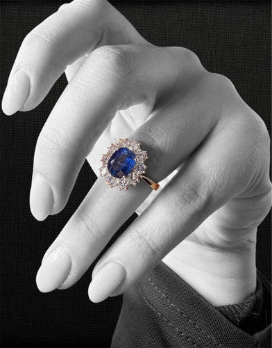 Bague 54 Bague marguerite - Saphir et diamants en taille IT 14 58 Facettes