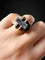 Bague 57 Bague Art déco en or rose avec spinelle bleu synthétique 58 Facettes