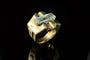 Bague 57 Bague Art déco en or rose avec spinelle bleu synthétique 58 Facettes