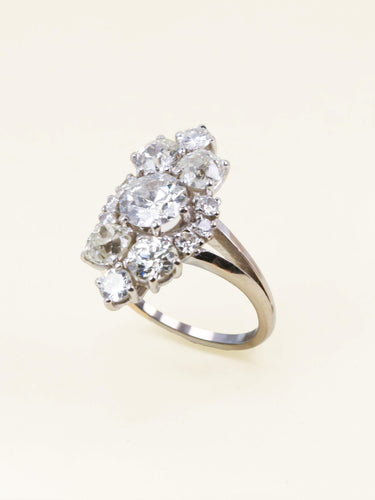 Bague 53 Bague marquise or blanc diamants taille ancienne 3,75 carats 58 Facettes 1253