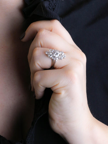 Bague 53 Bague marquise or blanc diamants taille ancienne 3,75 carats 58 Facettes 1253