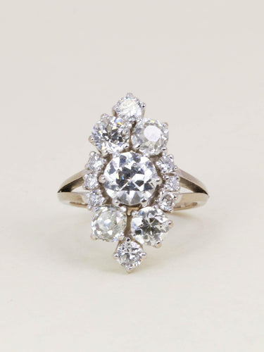 Bague 53 Bague marquise or blanc diamants taille ancienne 3,75 carats 58 Facettes 1253