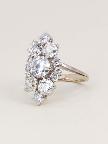 Bague 53 Bague marquise or blanc diamants taille ancienne 3,75 carats 58 Facettes 1253
