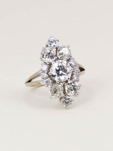 Bague 53 Bague marquise or blanc diamants taille ancienne 3,75 carats 58 Facettes 1253