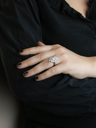 Bague 53 Bague marquise or blanc diamants taille ancienne 3,75 carats 58 Facettes 1253