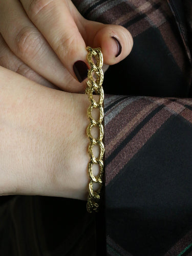 Bracelet ROLLANG & Cie Bracelet chaîne maillons ovales or jaune - Années 1970 58 Facettes 0009