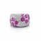 Bague 57 Bague florale en or blanc 750 avec diamants et rubis 58 Facettes 50166