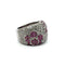 Bague 57 Bague florale en or blanc 750 avec diamants et rubis 58 Facettes 50166