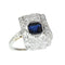 Bague 54 Bague Art déco en platine avec saphir et 50 diamants taille rose 58 Facettes 26022-0153