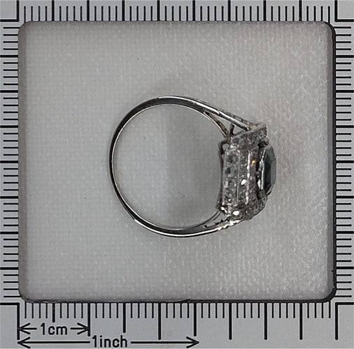 Bague 54 Bague Art déco en platine avec saphir et 50 diamants taille rose 58 Facettes 26022-0153