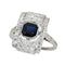 Bague 54 Bague Art déco en platine avec saphir et 50 diamants taille rose 58 Facettes 26022-0153