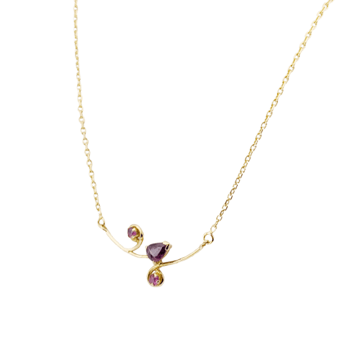 Collier Collier - Pendentif floral en or jaune 18 carats et rubis 58 Facettes 32891