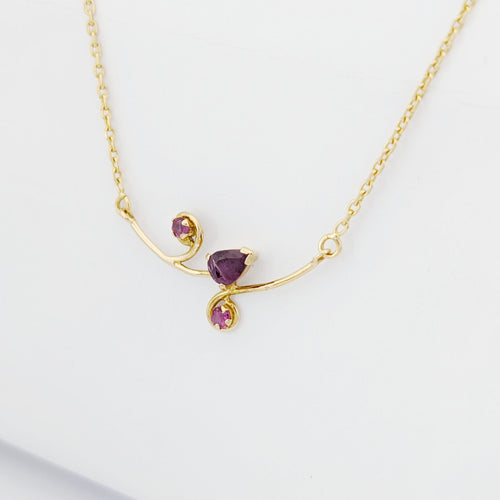 Collier Collier - Pendentif floral en or jaune 18 carats et rubis 58 Facettes 32891