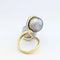 Bague 55 Bague cocktail en or jaune 18 carats avec agate et perle de Tahiti 58 Facettes 32034