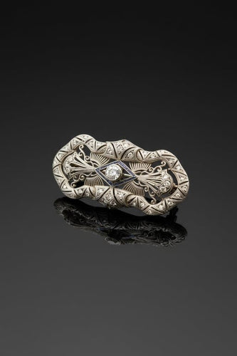 Broche Spilla « Qualcosa di Blu » Art déco en platine, diamants et saphirs 58 Facettes spilla zaffiri