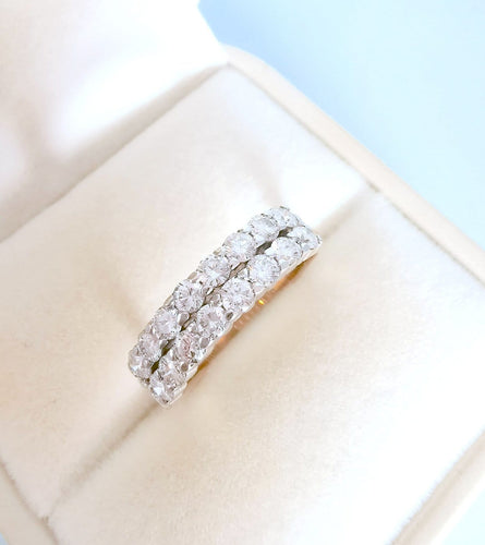 Bague 55 Bague - Alliance en or deux tons 18 carats et diamants 58 Facettes 1770