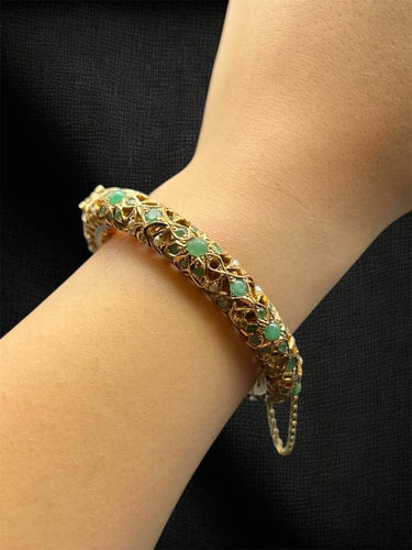 Bracelet Foresta di Smeraldi - Bracelet rigide en or 14 ct et émeraudes 58 Facettes bracciale rigido smeraldi