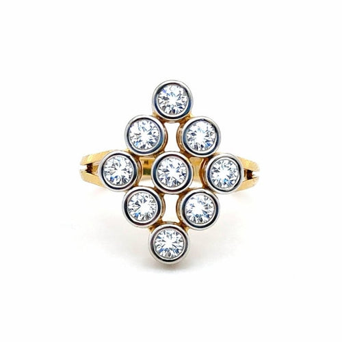 Bague 53 Bague en or jaune 18K à diamants taille brillant, motif losange 58 Facettes 40433