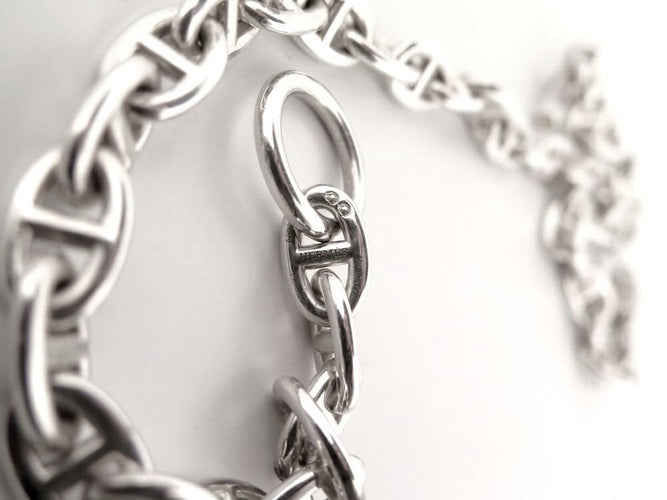 Collier collier HERMES sautoir chaine d'ancre 43 maillons en argent 72gr long 58 Facettes 273213