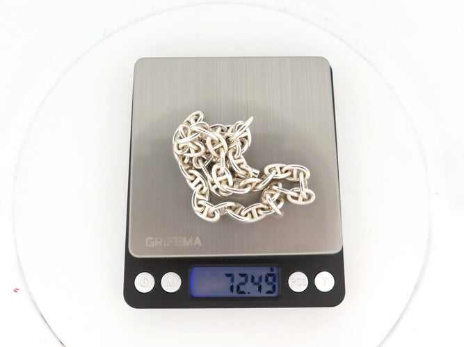 Collier collier HERMES sautoir chaine d'ancre 43 maillons en argent 72gr long 58 Facettes 273213
