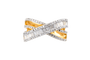 Bague 50 Bague croisée en or jaune 18K avec diamants taille baguette et brillant 58 Facettes BG31300274-107
