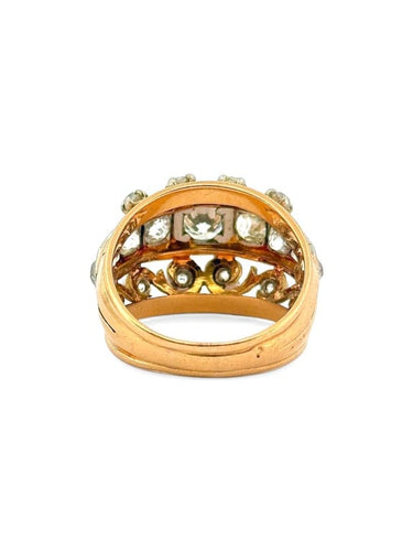 Bague 62 Bague ancienne ajourée en or jaune 18 carats, platine et diamants 58 Facettes ac12805