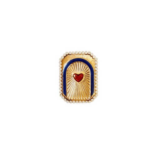 Bague 47 Marie Lichtenberg Heart Mini Scap - Bague en or jaune, diamants et émail 58 Facettes