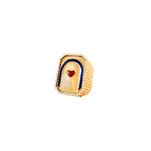 Bague 47 Marie Lichtenberg - Bague Heart Mini Scap en or jaune et diamants 58 Facettes