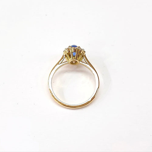 Bague 55 Bague marguerite en or jaune 18K, saphir et diamants 58 Facettes BAG.MARGT.S.FIL.FA69