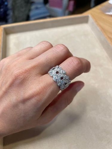 Bague 53 Bague bandeau ajourée en or blanc et diamants 58 Facettes 794120